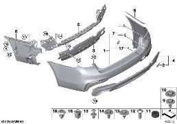 Revestimiento M trasero diagram for BMW 5 Series G30 530dX