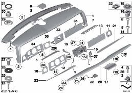 Přístrojová deska, horní část diagram for BMW Rolls-Royce Phantom RR1 Phantom