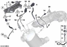 DIESEL PART.FILTER SENS./MOUNTING PARTS diagram for BMW 3 Series E90 LCI 320d