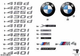 EMBLEMS / LETTERINGS diagram for BMW 4 Series F32 428i