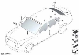Vitrage diagram for BMW Rolls-Royce Phantom RR11 Phantom