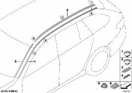 Střešní ozdobná lišta/střešní lišta diagram for BMW 5 Series G31 Touring 530d