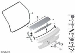 R フラップ組付け部品 diagram for BMW 5 Series G31 ツーリング LCI 530e