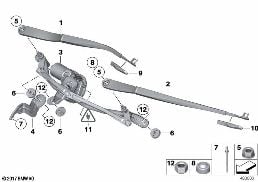 Pieces p installation essuie-glace diagram for BMW 5 Series F10 LCI 528i