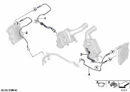 Flexibles liquide refr. boîtier élect. diagram for BMW 5 Series F11 LCI 550i
