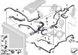 冷却システム クーラント ホース diagram for BMW X3 G01 M40iX