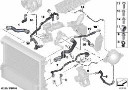 冷卻系統冷卻液軟管 diagram for BMW X4 G02 LCI 30dX