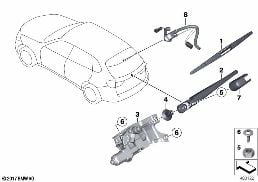 SINGLE PARTS FOR REAR WINDOW WIPER diagram for BMW X5 F15 30dX