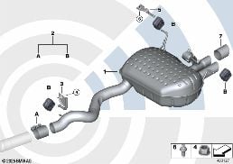 REAR SILENCER AND INSTALLATION KIT diagram for BMW X1 E84 18i
