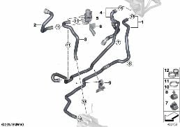COOLANT HOSES FOR AUXILIARY HEATER diagram for BMW X3 G01 20i