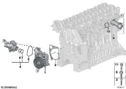 Pompa wody ukł. chłodn./termostat diagram for BMW X5 E70 3.0d