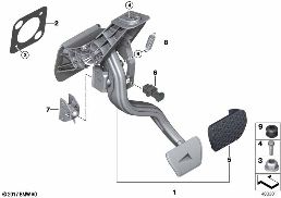 PEDAL ASSEMBLY, AUTOMATIC TRANSMISSION diagram for BMW 5 Series G30 540iX