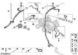 冷卻系統 - 廢氣渦輪增壓器 diagram for BMW X5 E70 M