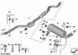 EXHAUST SYSTEM, REAR diagram for BMW 4 Series F32 420iX