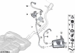 Actief-koolstoffilter diagram for BMW 5 Series G30 530e