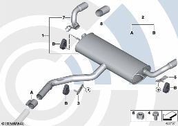 Tłumik końcowy i zestaw montażowy diagram for BMW X5 E70 LCI 35iX