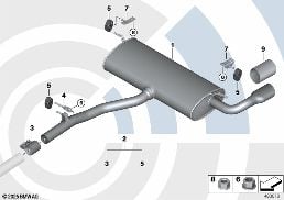 REAR SILENCER AND INSTALLATION KIT diagram for BMW X3 F25 28iX