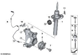 FRONT SPRING STRUT/CARRIER/WHEEL BEARING diagram for BMW X3 G01 30iX