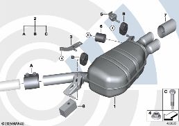 后消音器和安装组件 diagram for BMW 5 Series F10 LCI 520d