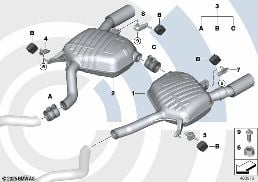 REAR SILENCER AND INSTALLATION KIT diagram for BMW 3 Series E90 LCI 335i