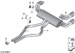 排氣裝置 後部 diagram for BMW X5 E70 M