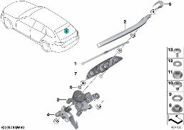 Peças individ. Sist.lavagem óculo tras. diagram for BMW 5 Series G31 Touring LCI 530eX