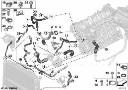 COOLING SYSTEM COOLANT HOSES diagram for BMW 3 Series E92 LCI 330i