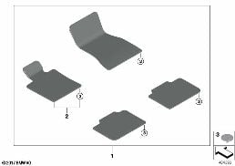 FLOOR MATS, VELOURS diagram for BMW 6 Series G32 GT 620d