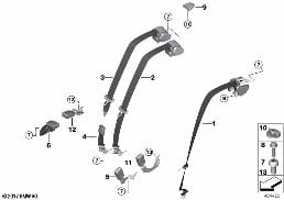 SAFETY BELT REAR diagram for BMW 5 Series G31 Touring 520d