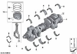 Krank tahriği-İtme kolu/Piston diagram for BMW 5 Series F90 M5 LCI M5 CS