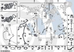EXHAUST TURBO.AND VALUE LINE INSTALL.KIT diagram for BMW 5 Series F10 550i