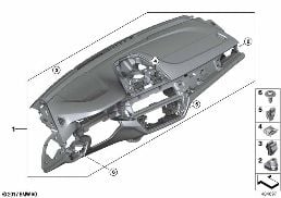 Habillage tableau de bord diagram for BMW 6 Series G32 GT 630i