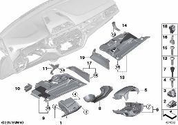 Pièces accolée.planche bord, partie inf. diagram for BMW 6 Series G32 GT 630i