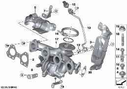 TURBOCHARGER WITH EXHAUST MANIFOLD diagram for BMW X1 F48 LCI 20d