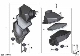 Emme sesi rezonatörü/Filtre takımı diagram for BMW 5 Series F90 M5 LCI M5 CS