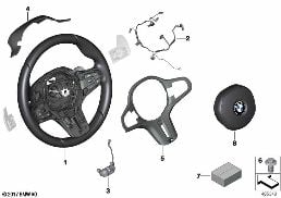 พวงมาลัยสปอร์ตรุ่น M+ถุงลม MFL/ก้านปรับ diagram for BMW 8 Series F92 M8 Coupé M8