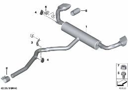 EXHAUST SYSTEM, REAR diagram for BMW X5 F15 30dX