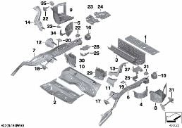MOUNTING PARTS FOR TRUNK FLOOR PANEL diagram for BMW 4 Series F32 425d