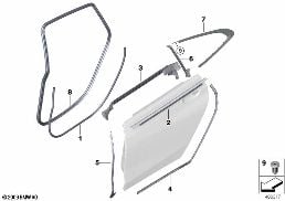 TRIM AND SEALS FOR DOOR, REAR