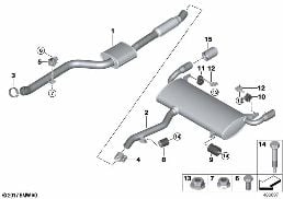 Uitlaatsysteem achter diagram for BMW X3 G01 20i