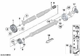 HARDY COUPLINGS/CENTER BEARING/INNER NUT diagram for BMW 3 Series F30 LCI 328i