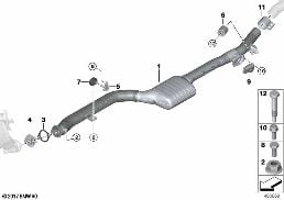 廢氣觸媒轉換器 / 前消音器 diagram for BMW X4 G02 LCI 30dX
