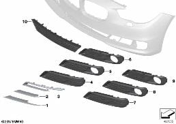 TRIM, DECOR ELEMENTS, FRONT diagram for BMW 5 Series F07 GT LCI 530dX