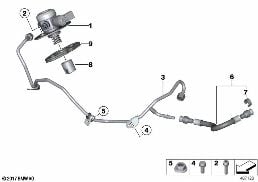 Vysokotlaké čerpadlo/vedení diagram for BMW 5 Series F11 LCI 550i