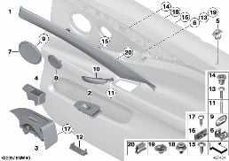 Monteringsdetaljer dörrbeklädnad bak diagram for BMW 5 Series F07 GT 530d