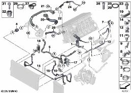 Шланги системы охлаждения diagram for BMW 5 Series F10 LCI Hybrid 5