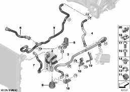 Tubi dell'acqua di raffreddamento diagram for BMW 5 Series G30 530eX