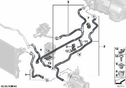 Węże płynu chł. ogrzew. na postoju diagram for BMW 5 Series G30 540iX