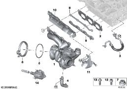 EXHAUST TURBOCHARGER WITH LUBRICATION diagram for BMW i8 I12 LCI i8