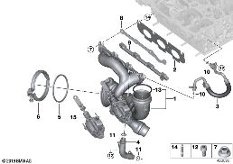 EXHAUST TURBOCHARGER WITH LUBRICATION diagram for BMW X1L F49 X1 25LeX